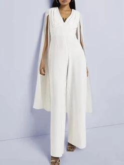 Ivory Bridal Jumpsuit 2023 Ankle-Length A-Line V-Neck Long Sleeves Wedding Jumpsuit Free Customization -Dresses Store 0646abb3 9a3b 4486 ab60 84647699773a