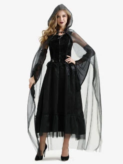Halloween Witch Costumes For Women Black Long Tulle Dress Cloak Polyester Holidays Costumes Full Set -Dresses Store 06d08da1 ea61 4e8f 8b5c f9e4baa7e3d5