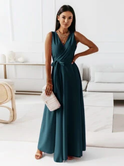 Party Dresses Green V-Neck Lace Up Sleeveless Layered Semi Formal Dress -Dresses Store 0b0072f5 f3c4 4427 9a5b 235c618c1410