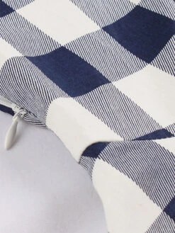 White Vintage Dresses V Neck Short Sleeve Checkered A Line Midi Dress For Women -Dresses Store 0ba264c2 2178 4bf6 aafd 12871c6b939e