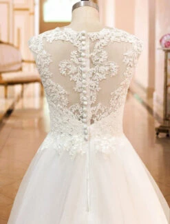 Wedding Dresses 2023 A Line Illusion Neck Sleeveless Floor Length Lace Beaded Tulle Boho Bridal Gowns -Dresses Store 11a5ce5f 973e 4801 9cd9 8868680bbc89