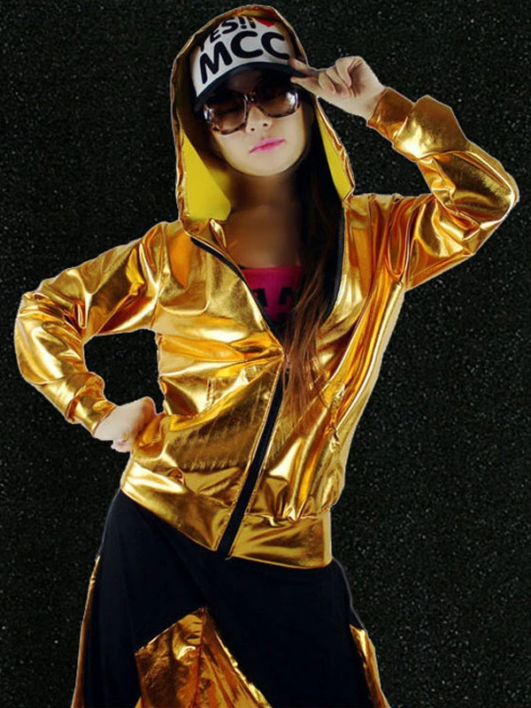 Hip Hop Dance Costume Gold Jacket With Pants For Women 3 Hip Hop Dance Costume Gold Jacket With Pants For Women