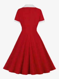Retro Dress 1950s Audrey Hepburn Style Red Two-Tone Women Short Sleeves Rockabilly Dress -Dresses Store 1a4c230c b17c 4795 99f5 da3f2bd69cd2