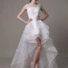 A-Line High Low Wedding Dress Lace Beading Flower Organza Bridal Dress With Brush Train Free Customization -Dresses Store 1fb5008c 0caf 405f 831b 1751a6039629
