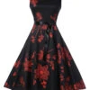 Black Vintage Dress 1950s Audrey Hepburn Style Printed Sleeveless Sash Slim Fit Summer Swing Dress 1 Black Vintage Dress 1950s Audrey Hepburn Style Printed Sleeveless Sash Slim Fit Summer Swing Dress -Dresses Store 201803261655173125130