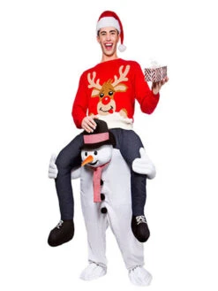 Carry Me Snowman Costume Carnival Christmas Piggyback Unisex Adults Flannel Funny Oktoberfest Ride On Costumes