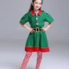 Kids Christmas Elf Costumes Little Girls Half Sleeve Dresses Set 3 Piece Halloween -Dresses Store 201812051453239538123
