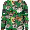 Green Sweatshirt St Patricks Day 3D Printed Dog Cat Clover Pullover Unisex Irish Long Sleeve Top Halloween -Dresses Store 201812261603061132347