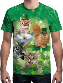 St Patricks Day T Shirt Green 3D Printed Dog Cat Clover Unisex Irish Short Sleeve Top Halloween -Dresses Store 201812261603559991097