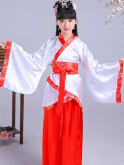 Kids Chinese Costume Hanfu Traditional Clothing Ancient Skirt Sash Top Outfit 3 Piece For Girls Halloween -Dresses Store 201812261616224471800