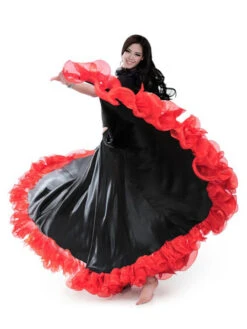 Burgundy Dance Costumes Female Flamenco Dress Billowing Mesh Adults Spanish Dancer Ballroom Dress Paso Doble Skirt Carnival -Dresses Store 201902251013445452380