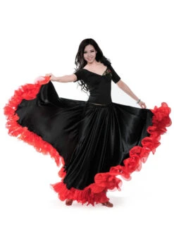 Burgundy Dance Costumes Female Flamenco Dress Billowing Mesh Adults Spanish Dancer Ballroom Dress Paso Doble Skirt Carnival -Dresses Store 2019022510134493348