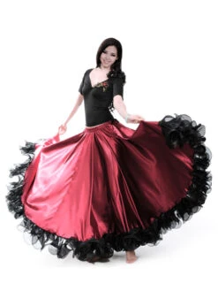 Burgundy Dance Costumes Female Flamenco Dress Billowing Mesh Adults Spanish Dancer Ballroom Dress Paso Doble Skirt Carnival