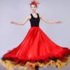 Flamenco Girls Yellow Mesh Billowing Dancing Skirt Adults Spanish Dancer Ballroom Dress Paso Doble Costumes Carnival -Dresses Store 201902251013519963837