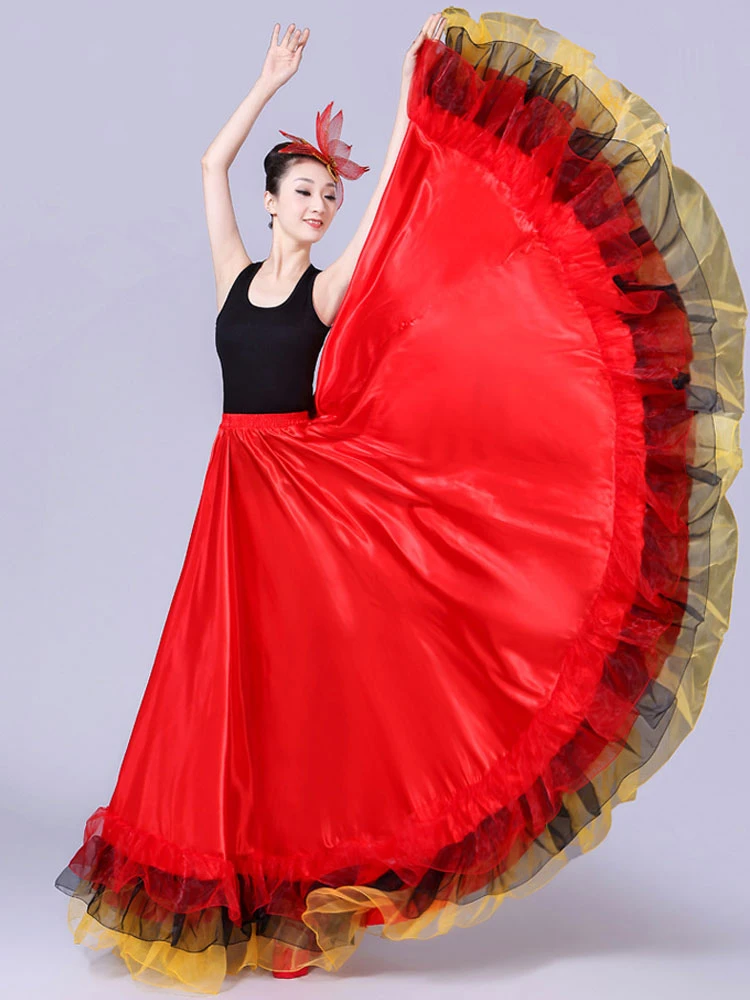 Flamenco Girls Yellow Mesh Billowing Dancing Skirt Adults Spanish Dancer Ballroom Dress Paso Doble Costumes Carnival 5 Flamenco Girls Yellow Mesh Billowing Dancing Skirt Adults Spanish Dancer Ballroom Dress Paso Doble Costumes Carnival - Image 3