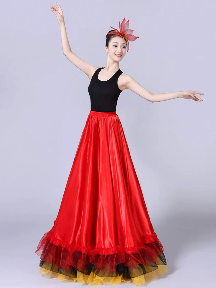 Flamenco Girls Yellow Mesh Billowing Dancing Skirt Adults Spanish Dancer Ballroom Dress Paso Doble Costumes Carnival 4 Flamenco Girls Yellow Mesh Billowing Dancing Skirt Adults Spanish Dancer Ballroom Dress Paso Doble Costumes Carnival - Image 2