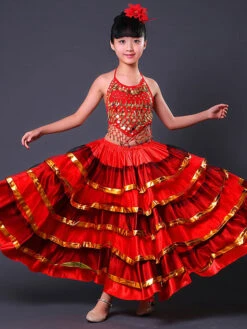 Kids Belly Dance Costumes Flamenco Dress Paso Doble Costumes Spanish Skirt For Girls Carnival -Dresses Store 201903131349082839812