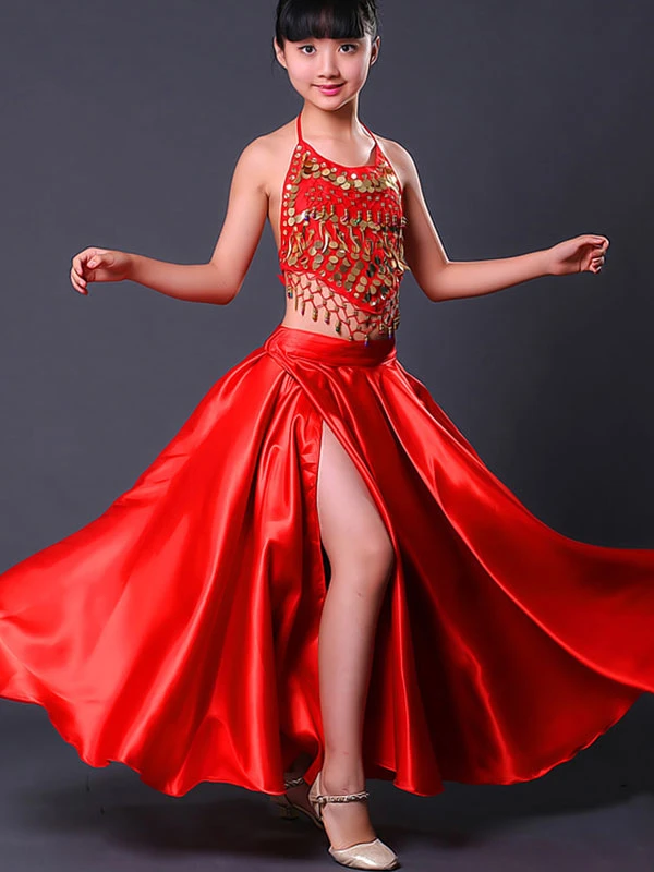 Kids Belly Dance Costumes Red Split Flamenco Dress Paso Doble Costumes Spanish Skirt For Girls Carnival 3 Kids Belly Dance Costumes Red Split Flamenco Dress Paso Doble Costumes Spanish Skirt For Girls Carnival