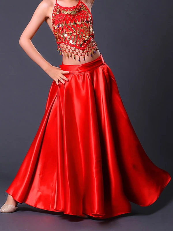 Kids Belly Dance Costumes Red Split Flamenco Dress Paso Doble Costumes Spanish Skirt For Girls Carnival 4 Kids Belly Dance Costumes Red Split Flamenco Dress Paso Doble Costumes Spanish Skirt For Girls Carnival - Image 2
