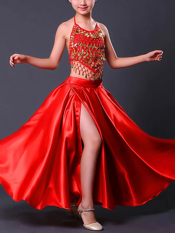 Kids Belly Dance Costumes Red Split Flamenco Dress Paso Doble Costumes Spanish Skirt For Girls Carnival 6 Kids Belly Dance Costumes Red Split Flamenco Dress Paso Doble Costumes Spanish Skirt For Girls Carnival - Image 4