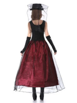 Black Carnival Costumes Headwear Dress Polyester Women Corpse Bride Mardi Gras Set Holidays Costumes -Dresses Store 201904011438384857209