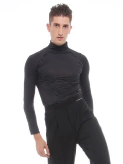 Dance Costumes Latin Dresses Black Men Milk Silk Top Dancer Dancing Wears Outfit Carnival -Dresses Store 201904181108131481567