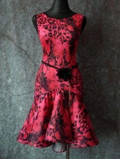 Dance Costumes Latin Dancer Dresses Coral Women Print Ruffle Skirt Dancing Wears Outfit Carnival