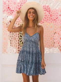 Boho Summer Dresses Printed Sleeveless Short Slip Dress -Dresses Store 201905041624233784289