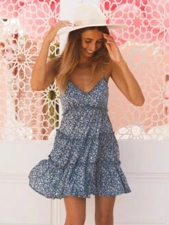 Boho Summer Dresses Printed Sleeveless Short Slip Dress -Dresses Store 201905041625375046114
