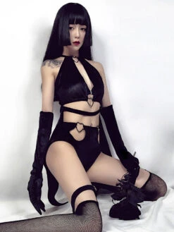 Jazz Dance Costumes Black Women Grommet Gloves Shorts Top 3 Pieces Dancing Wear Halloween -Dresses Store 201905131322085227864