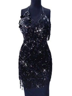 Dance Costumes Latin Dresses Golden Women Fringe Sequins Dancing Wears Outfits Carnival -Dresses Store 201905201004077336448