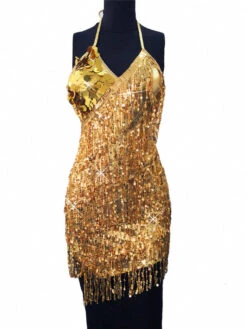 Dance Costumes Latin Dresses Golden Women Fringe Sequins Dancing Wears Outfits Carnival