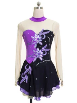 Skating Dress Red Floral Beading Ruffle Lycra Spandex Dance Costumes Halloween -Dresses Store 201906031751106873594