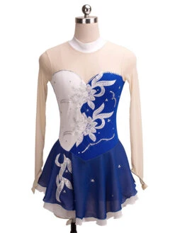 Skating Dress Red Floral Beading Ruffle Lycra Spandex Dance Costumes Halloween -Dresses Store 201906031751109914708