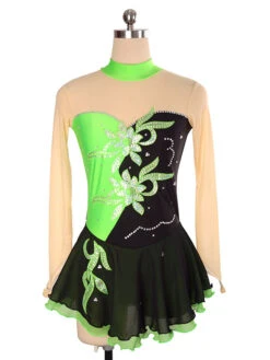 Skating Dress Red Floral Beading Ruffle Lycra Spandex Dance Costumes Halloween -Dresses Store 20190603175111882605