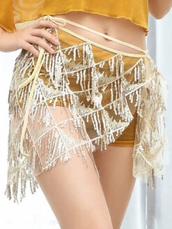 Belly Dance Costumes Accessory Fringe Sequins Quilted Belly Dancer Tulle Performance Waist Chain -Dresses Store 201907191502317446916
