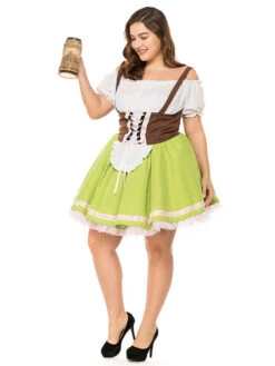 Halloween Costumes Beer Girl Costume Grass Green Multicolor Ruffles Dress Beer Girl Holidays Costumes Oktoberfest Costumes -Dresses Store 201907300959426783324