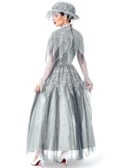 Halloween Costumes Women's Corpse Bride Retro Hat Grey Dress Matte Satin Skull Halloween Holidays Costumes -Dresses Store 201907301000476532710