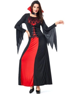 Halloween Costumes Women's Vampire Choker Black Dress Lace Halloween Holidays Costumes -Dresses Store 201908061529279755348