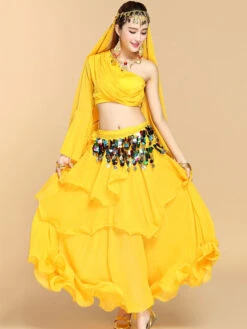 Belly Dance Costumes Sequins Ruffles One Shoulder Top Women Dancing Wear -Dresses Store 201908241041536213293