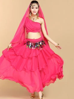 Belly Dance Costumes Sequins Ruffles One Shoulder Top Women Dancing Wear -Dresses Store 201908241041539166540