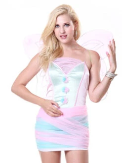 Angel Halloween Costumes Pink Mini Dress Wings Flower Women Holidays Costumes -Dresses Store 201908241402457992392