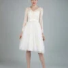 Short Wedding Dress Tulle Knee Length V Neck Long Sleeves A Line Bridal Gowns -Dresses Store 201909291538094929867