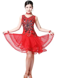 Latin Dance Costumes Sequin Tulle Ruffle Women Dancing Costumes Carnival 14 Latin Dance Costumes Sequin Tulle Ruffle Women Dancing Costumes Carnival -Dresses Store 201911051740265147952