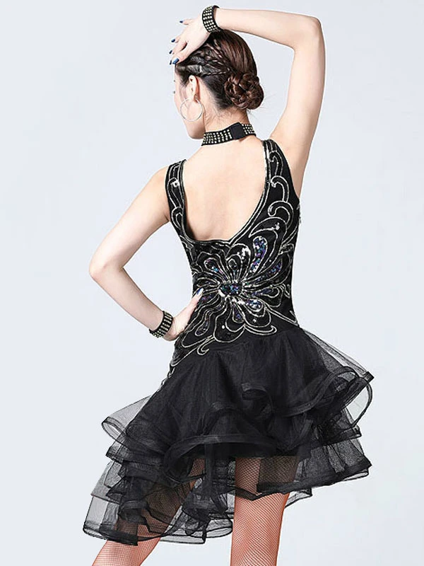 Latin Dance Costumes Sequin Tulle Ruffle Women Dancing Costumes Carnival 10 Latin Dance Costumes Sequin Tulle Ruffle Women Dancing Costumes Carnival - Image 8