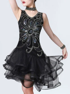 Latin Dance Costumes Sequin Tulle Ruffle Women Dancing Costumes Carnival 12 Latin Dance Costumes Sequin Tulle Ruffle Women Dancing Costumes Carnival -Dresses Store 201911051740270847906