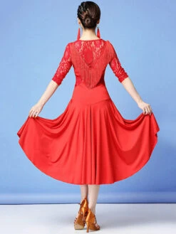 Latin Dance Costumes Lace Fringe Ruffle Women Dancing Outfits Carnival -Dresses Store 201911061733518252802