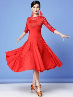 Latin Dance Costumes Lace Fringe Ruffle Women Dancing Outfits Carnival -Dresses Store 201911061733521335136