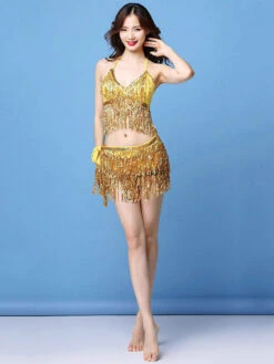 Latin Dance Costumes Sequin Fringe 2 Piece Sexy Dancer Dancing Wears Carnival -Dresses Store 201911071807181158058