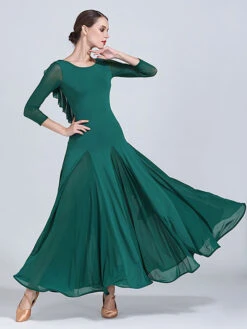 Ballroom Dance Costumes Silk Ruffle Backless Dress Dancer Women Dancing Wear -Dresses Store 201911111440493526724